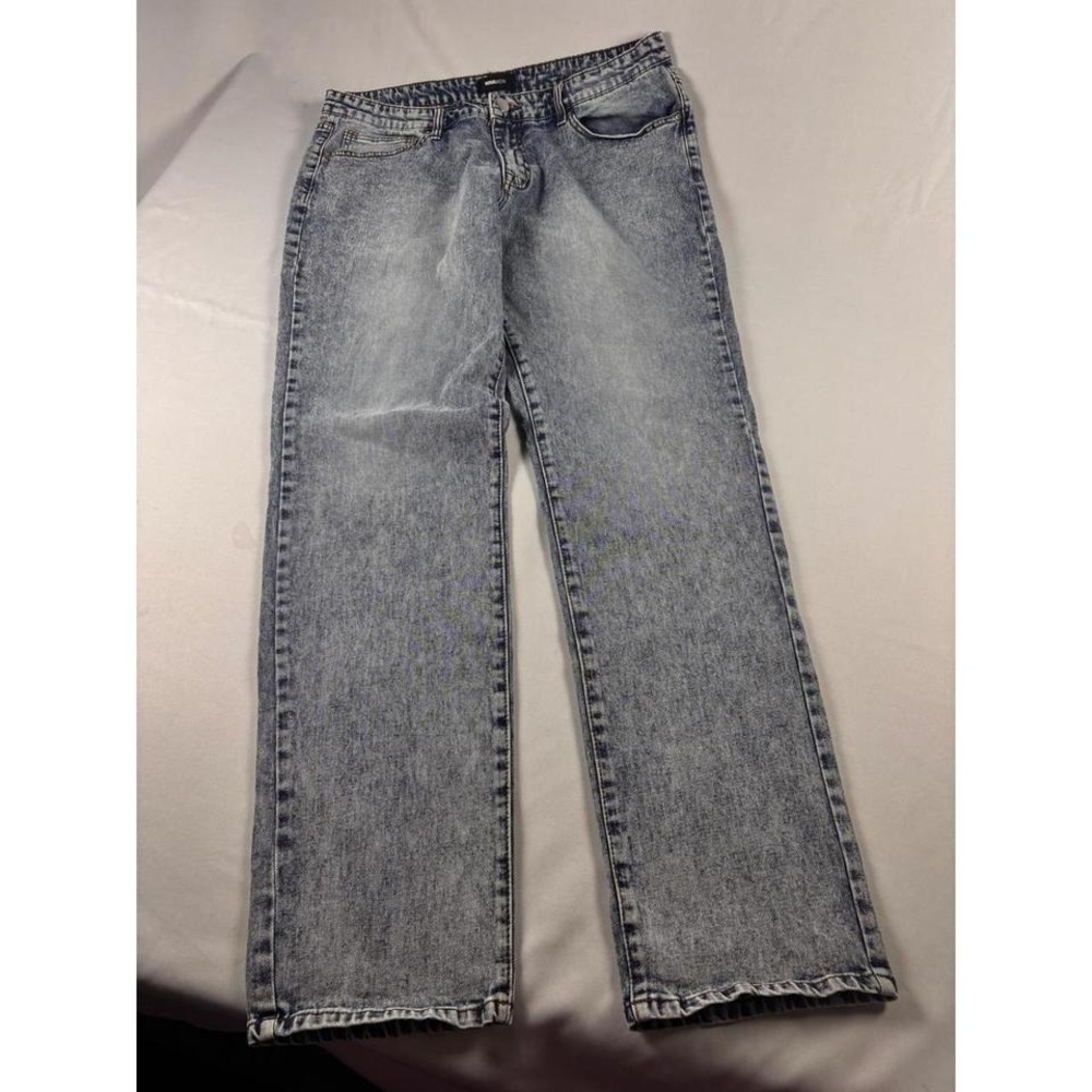 Fashion Nova Men Acid Wash Dadcore Straight Leg Jeans Light Blue Denim Size 36‎